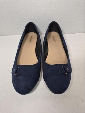 Ataiwee Women's Navy Blue Casual Round Toe Faux Suede Ballet Flats Sz. 11 M96